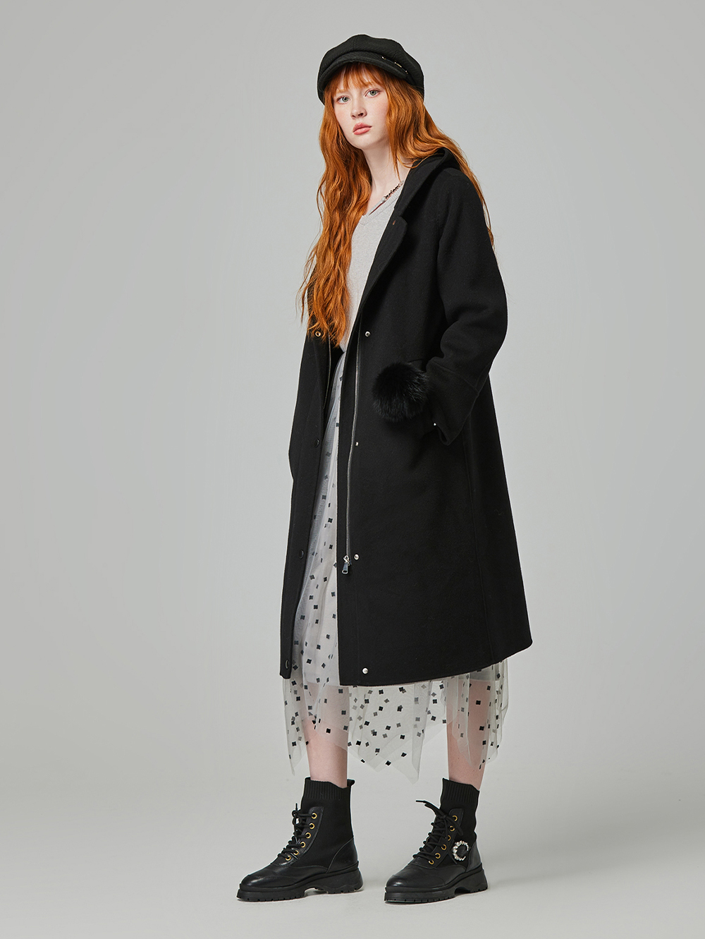 abito氣質長版連帽大衣