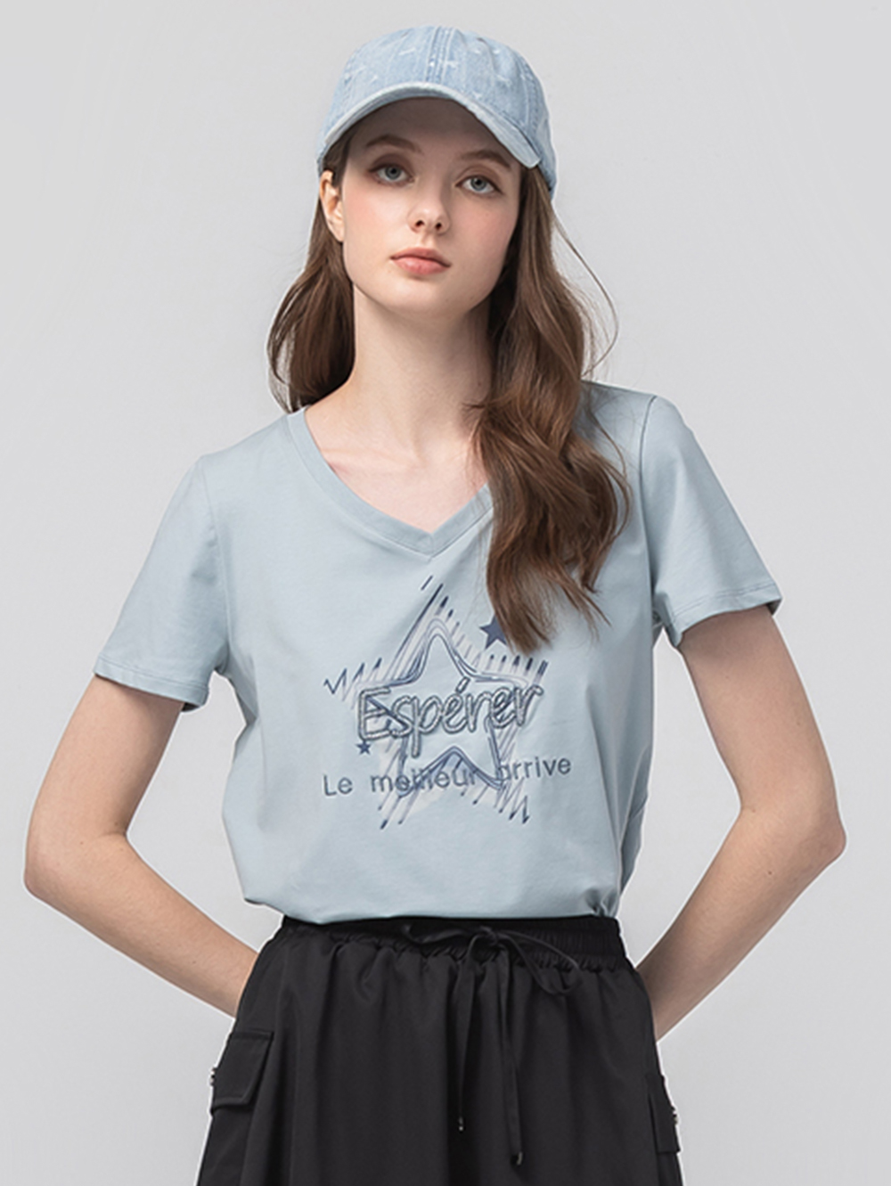 abito V領星星短袖上衣