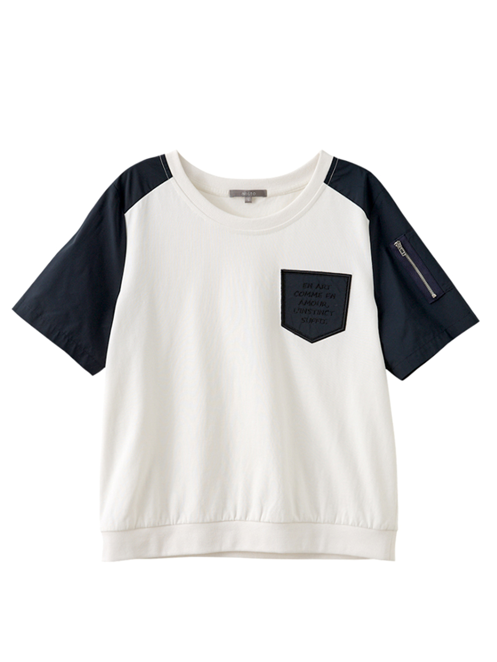 abito個性材質拼接短袖上衣