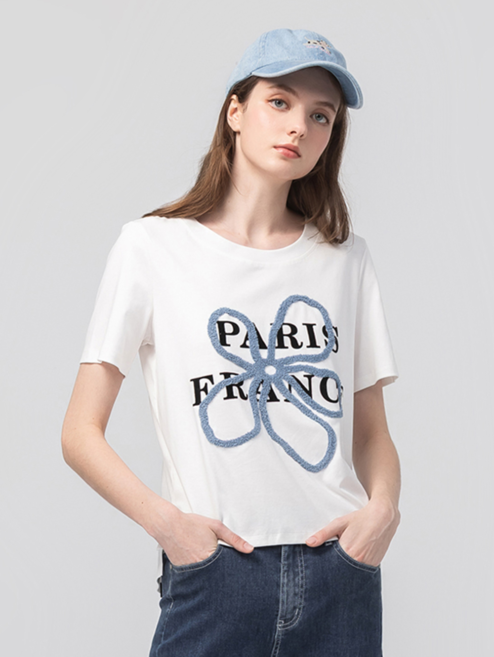 abito可愛植絨刺繡花上衣