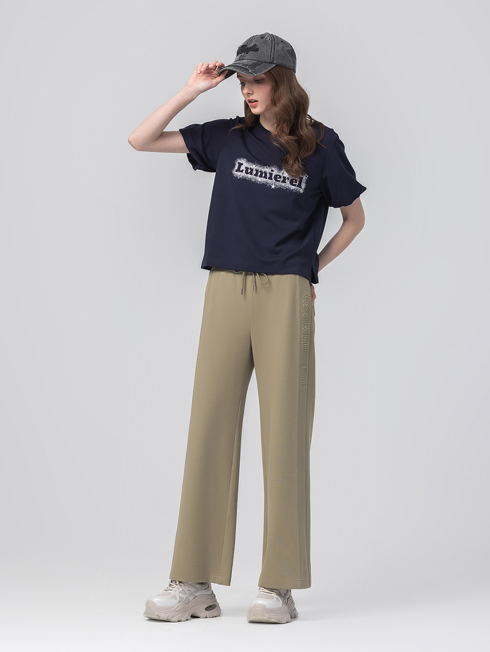 abito鋼印抽繩休閒寬褲