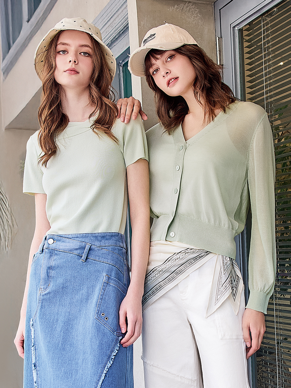 abito優雅扭結針織上衣