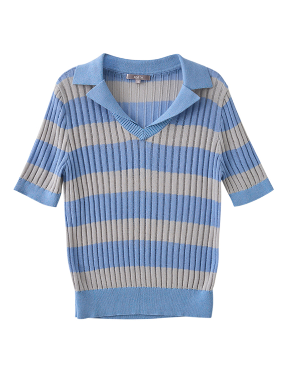 abito氣質條紋翻領針織上衣