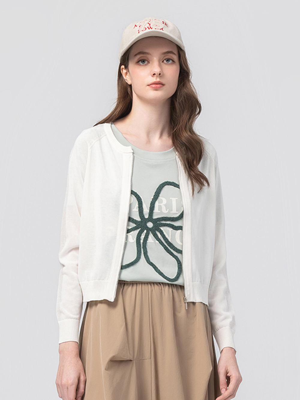 abito透膚網紗拼接針織外套