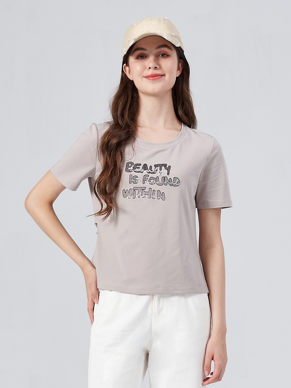 DITA精緻亮片字母T-SHIRT