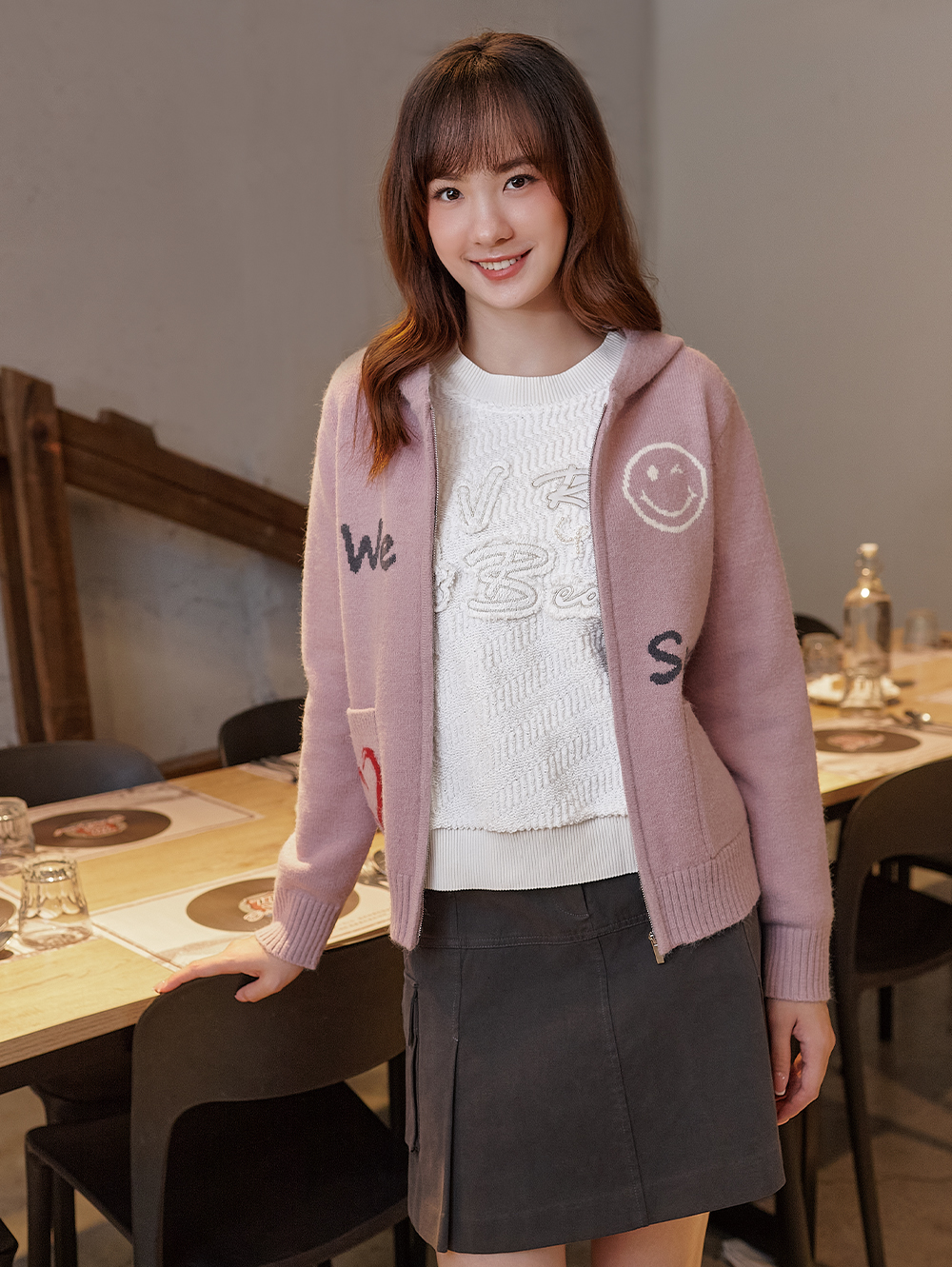 DITA組織紋異材質拼接大學T