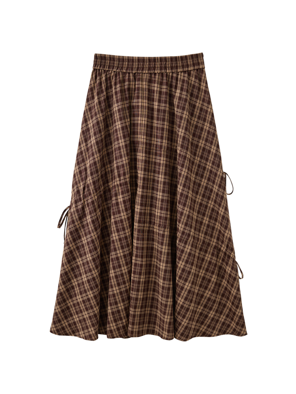 DITA個性格紋不對稱抽皺圓裙