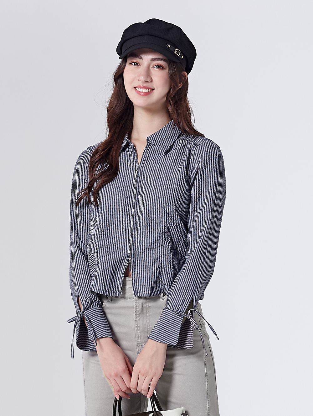 DITA日系抽皺拉鍊襯衫