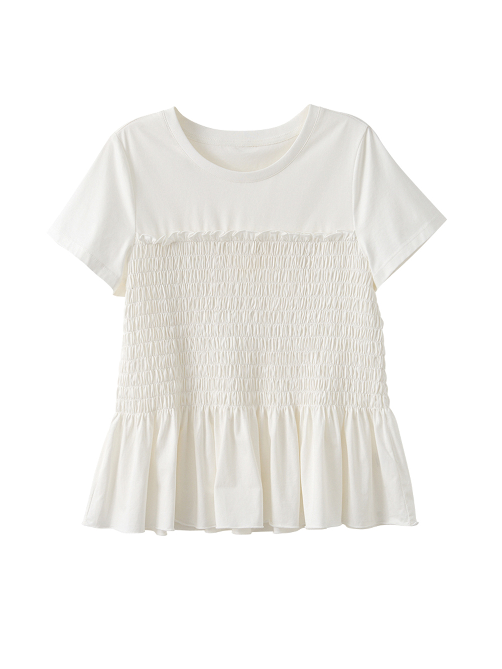 DITA甜美皺皺剪接上衣