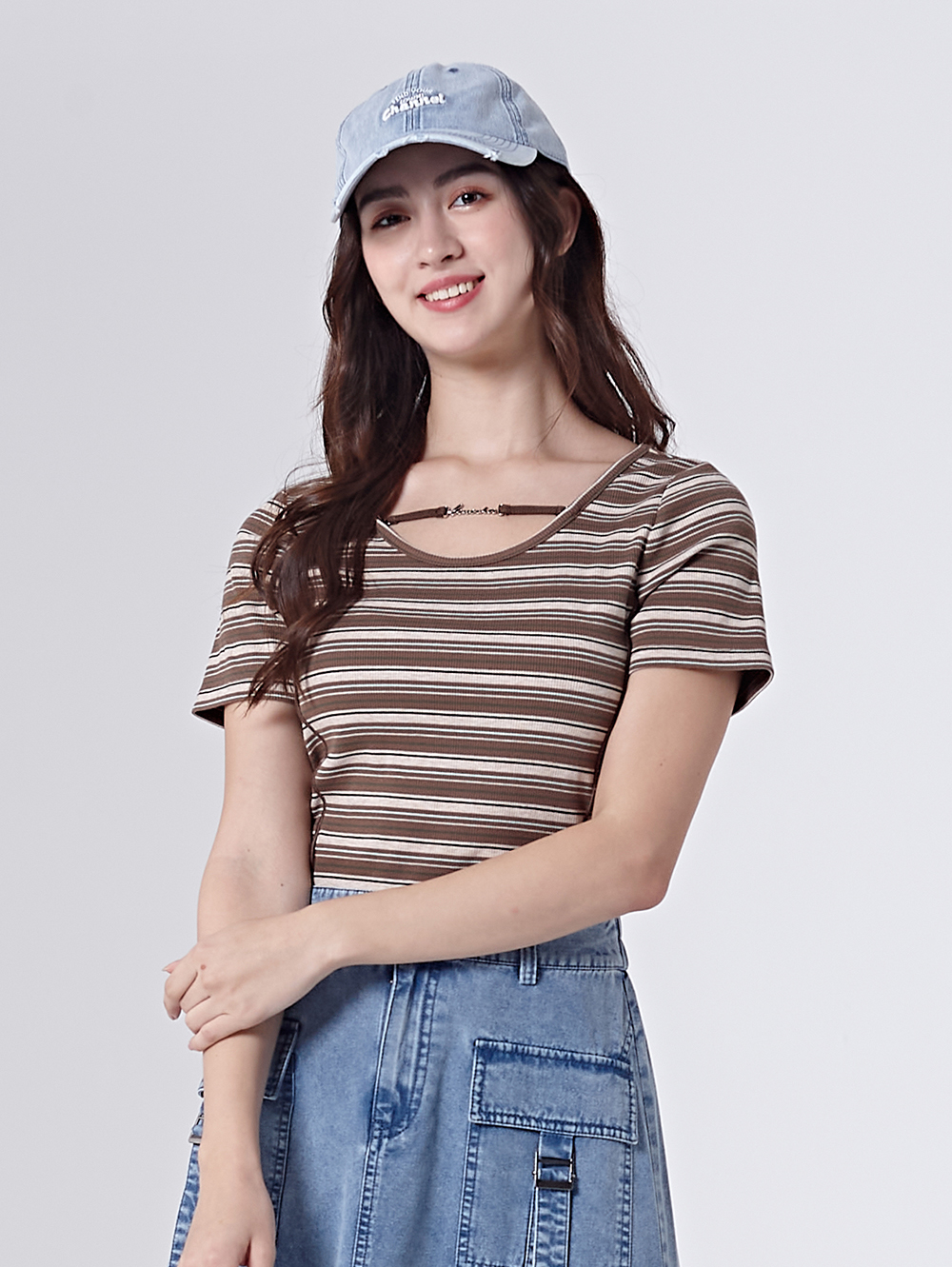 DITA條紋金屬裝飾上衣