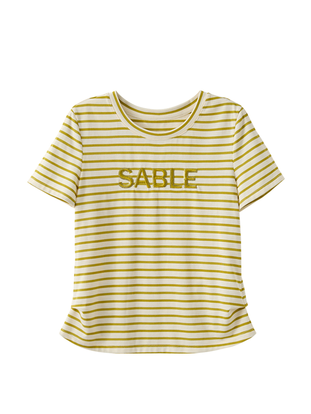 DITA條紋繡字印花上衣