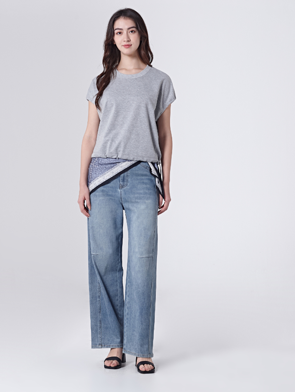 DITA個性剪接牛仔寬褲