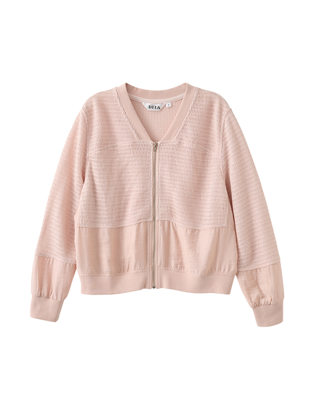 DITA異素材拼接V領外套