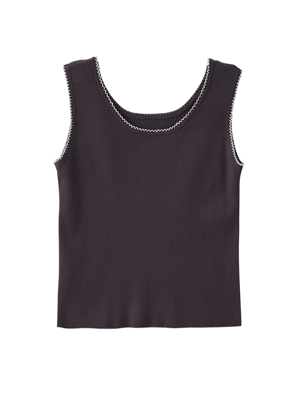 DITA捲捲配色滾邊針織背心