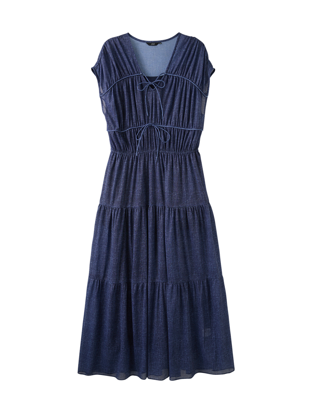 JOAN法式抽繩收腰層次長洋裝