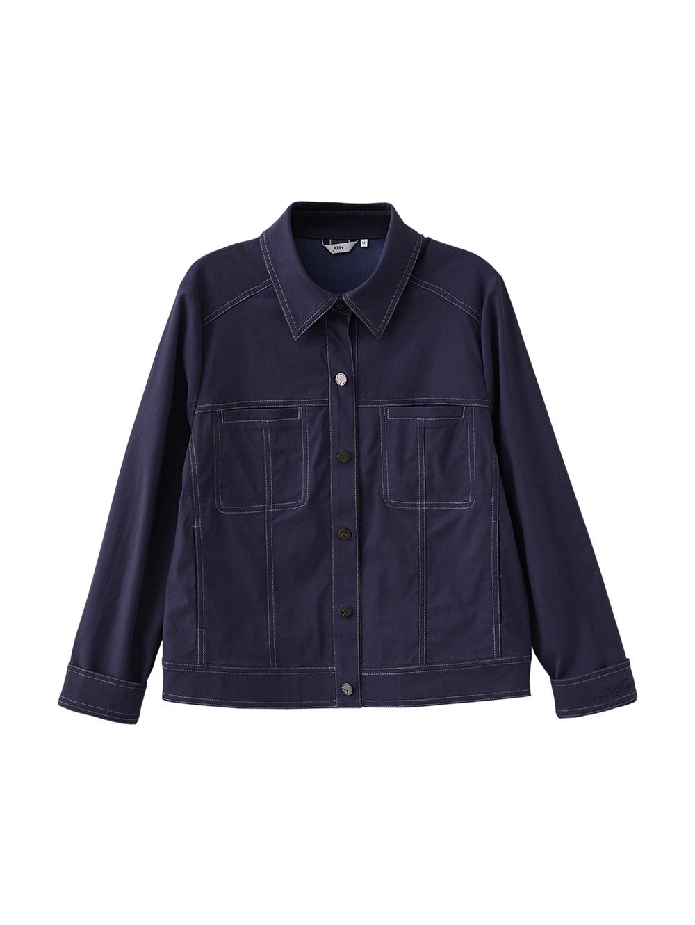 JOAN雙口袋冰涼紗反摺袖外套