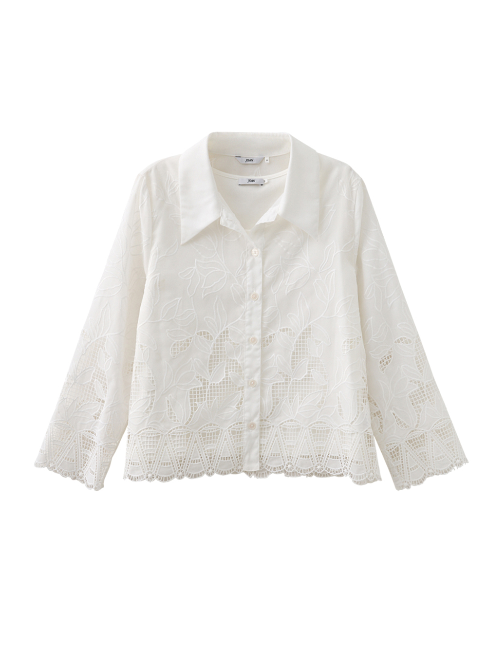JOAN簍空花卉刺繡蕾絲襯衫(附內搭背心)