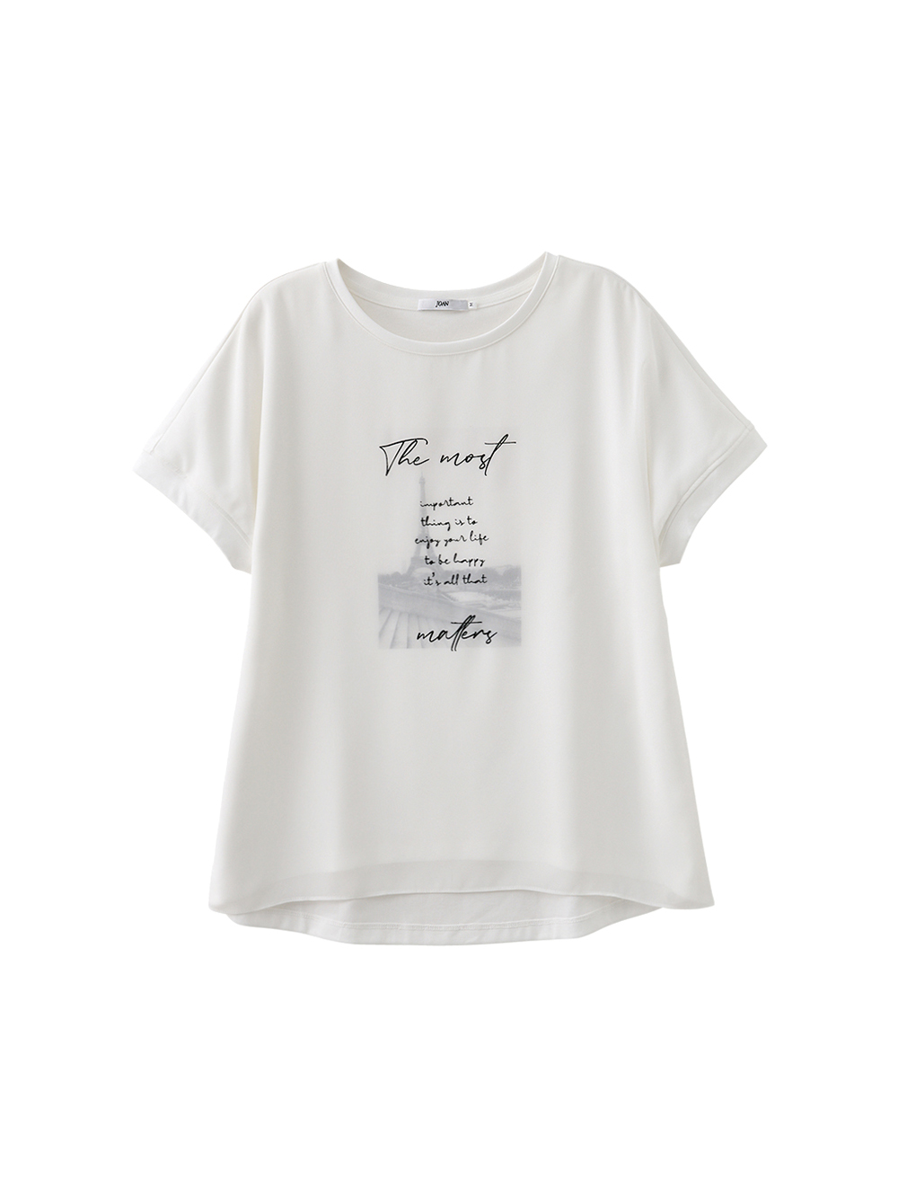 JOAN巴黎街景網紗拼接T恤