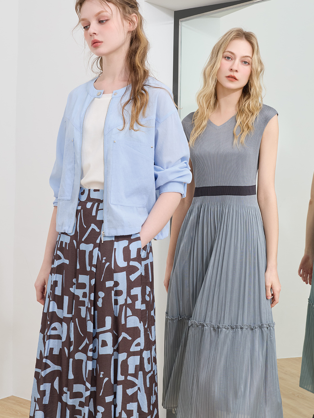 JOAN優雅細壓褶收腰洋裝