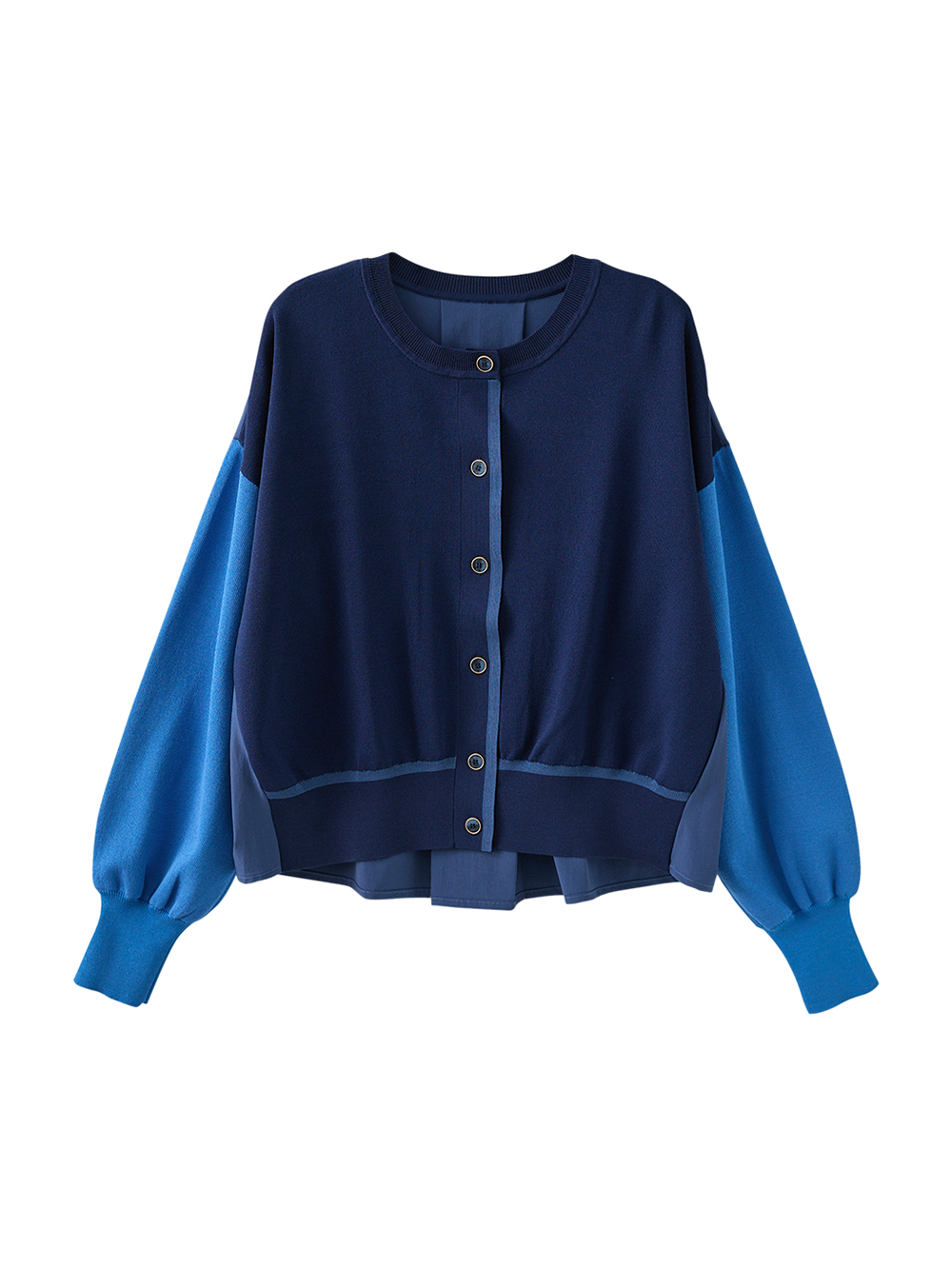 JOAN輕盈感異素材拼接針織外套