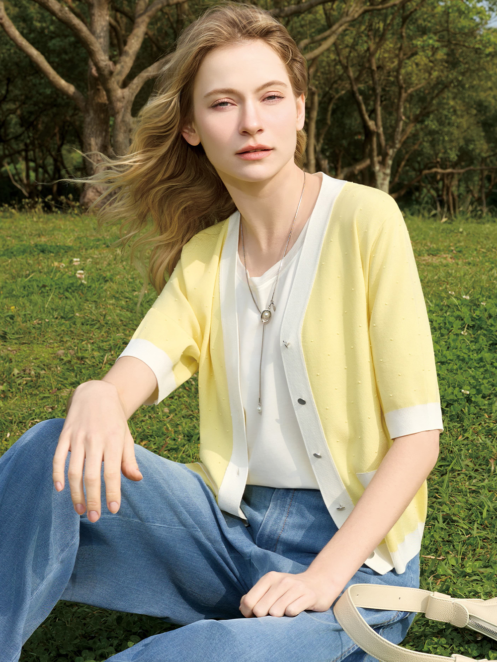 JOAN清新色輕薄針織罩衫