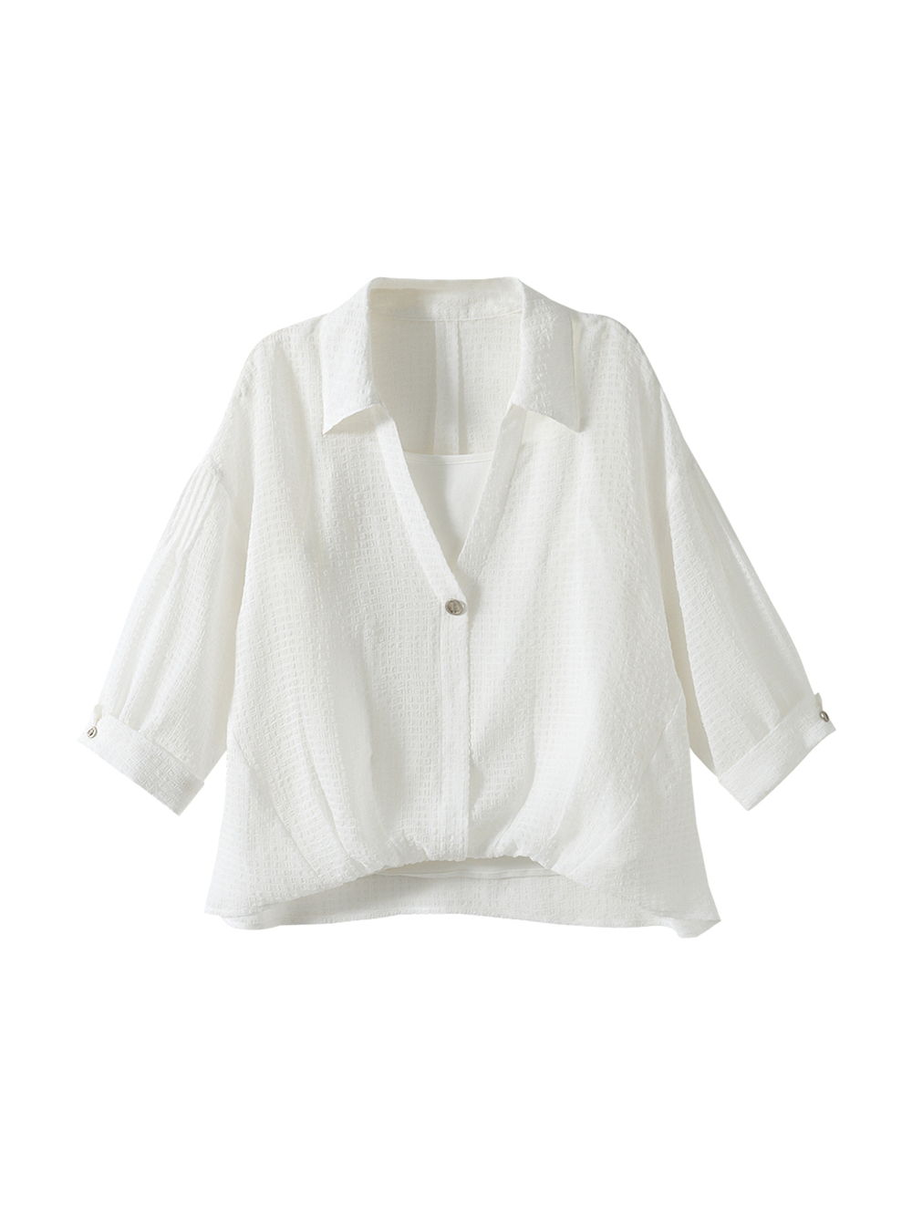 DENOVO輕透紋理寬版襯衫上衣