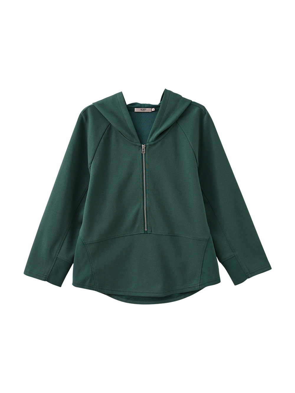 DENOVO簡約剪接半開襟連帽上衣