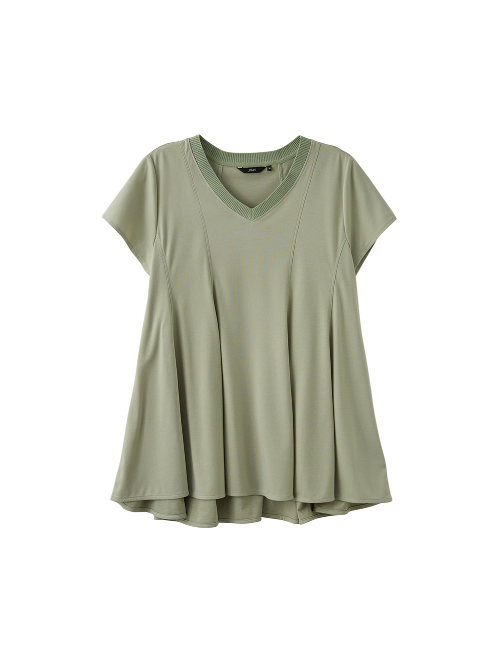 DENOVO優雅垂墜感V領傘擺上衣