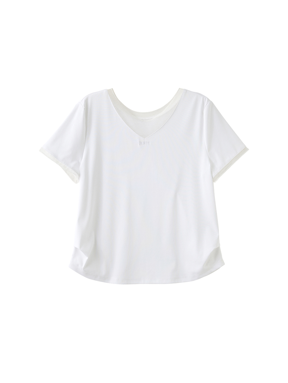 DENOVO透膚拼接設計感V領上衣