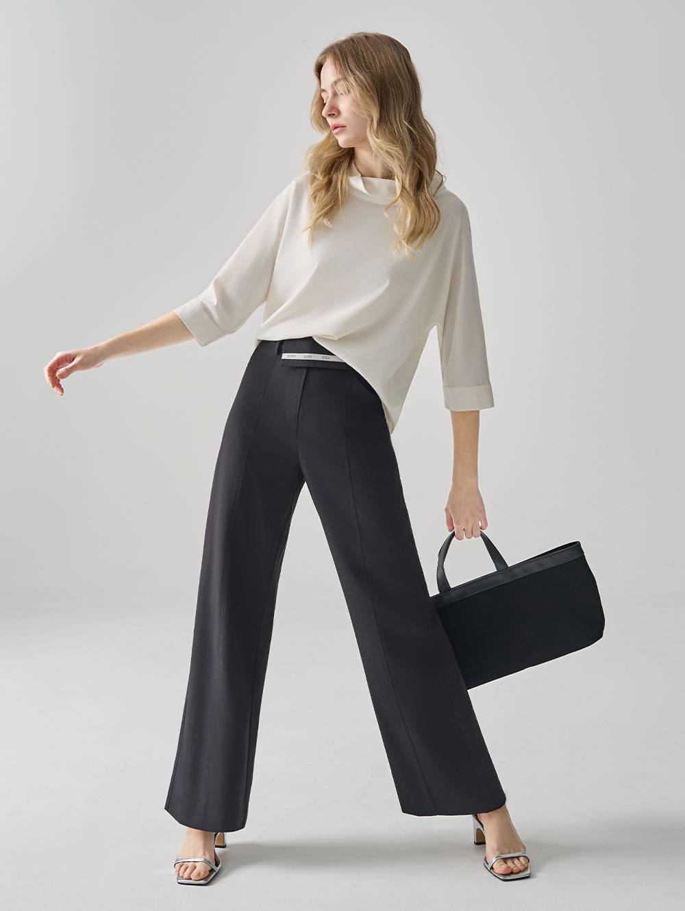 DENOVO造型腰頭直筒西裝褲