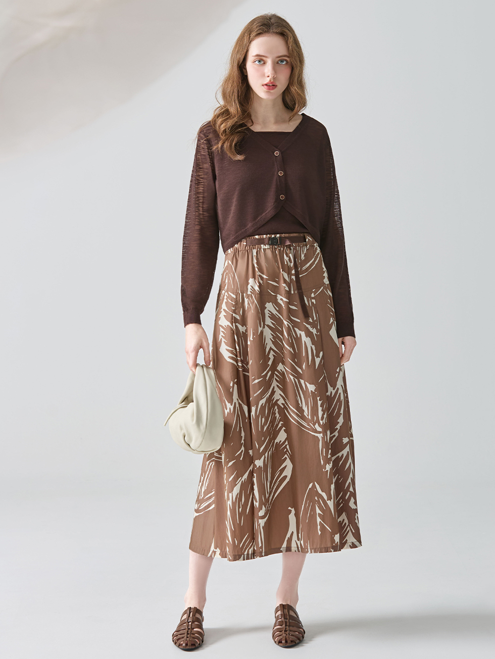 DENOVO率性筆刷印花中長裙