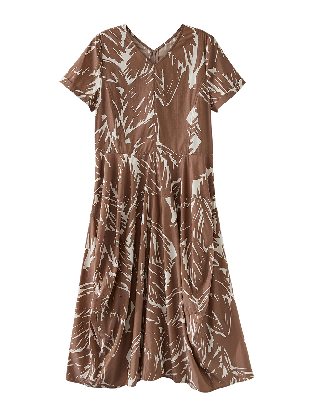 DENOVO率性筆刷印花氣球裙擺洋裝