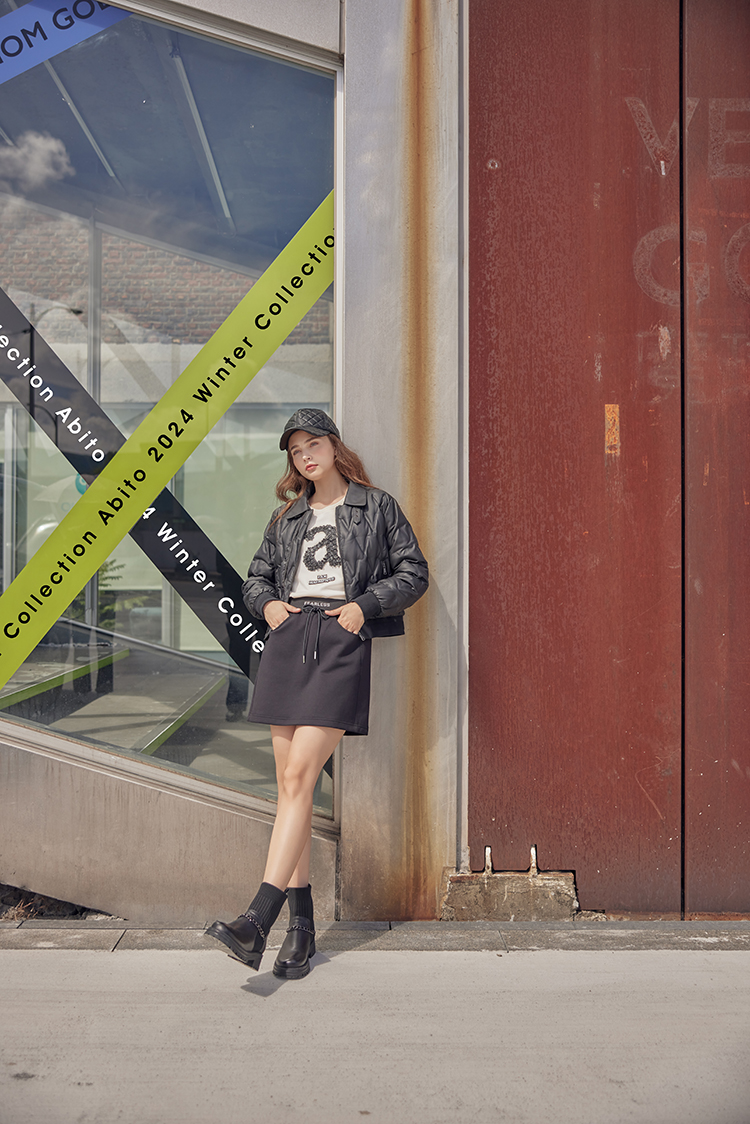 abito織帶腰頭空氣布短裙