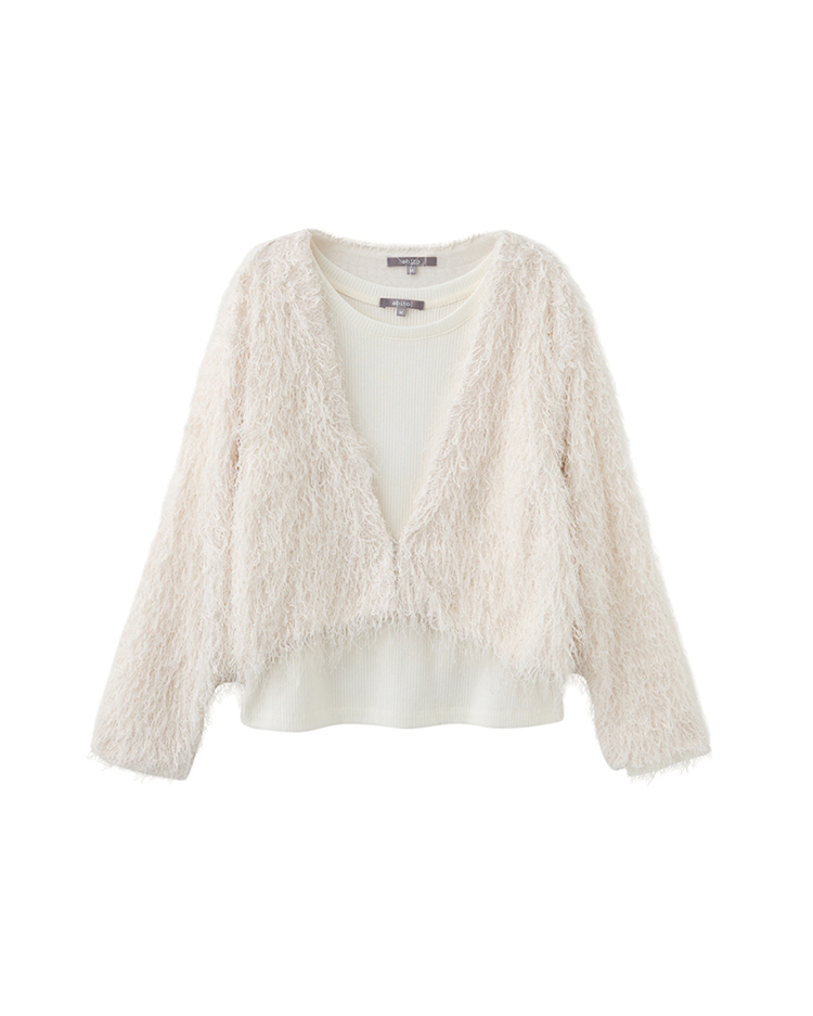 CHANG YU x abito兩件式蓬鬆短毛上衣