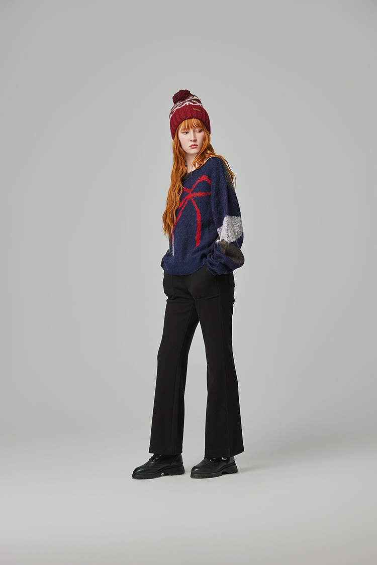 abito雙口袋微喇叭長褲