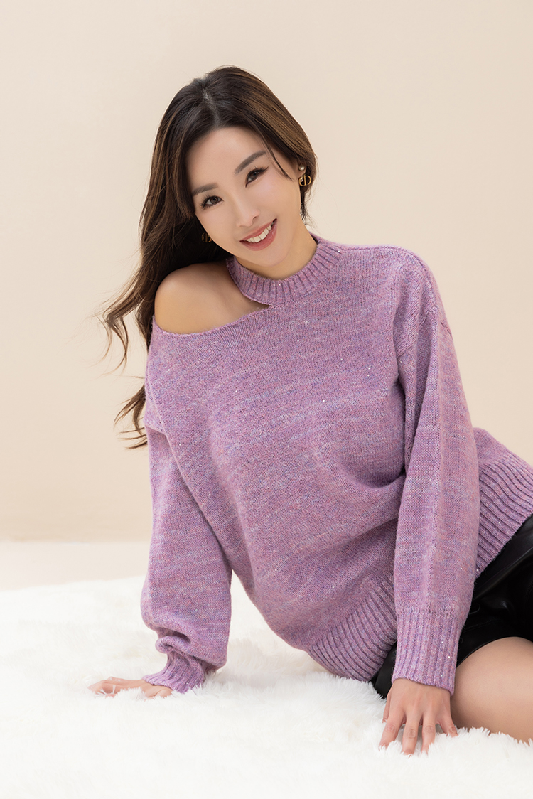 abito挖肩針織落肩上衣