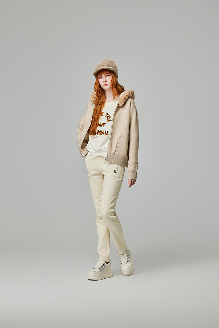 abito暖絨拉鍊連帽針織外套