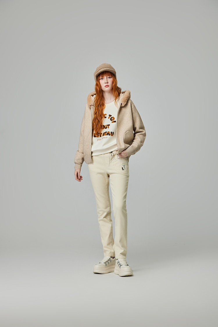 abito暖絨拉鍊連帽針織外套