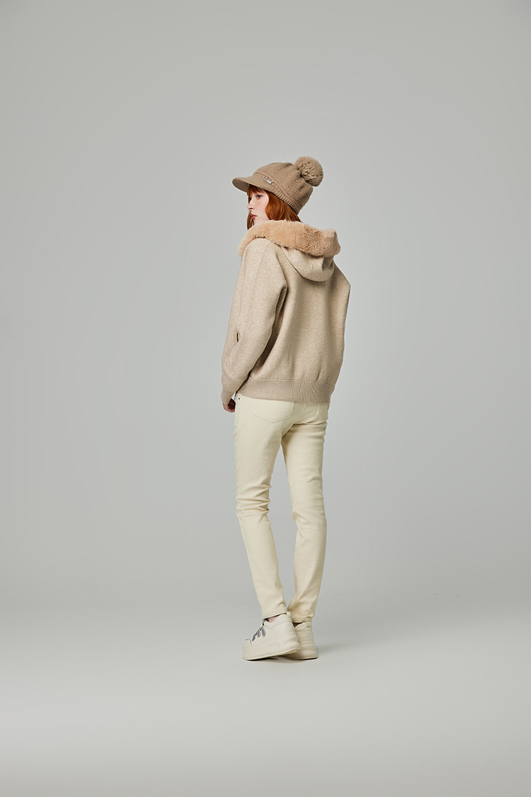 abito暖絨拉鍊連帽針織外套