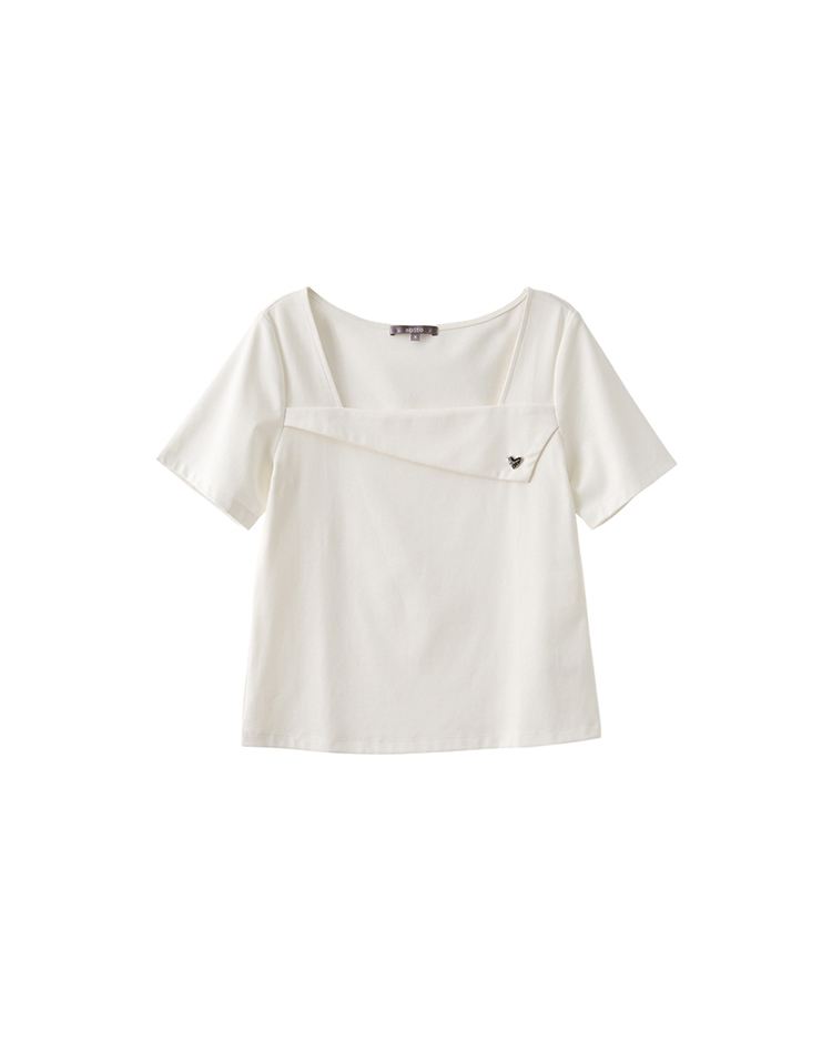 abito優雅方領愛心墜飾上衣