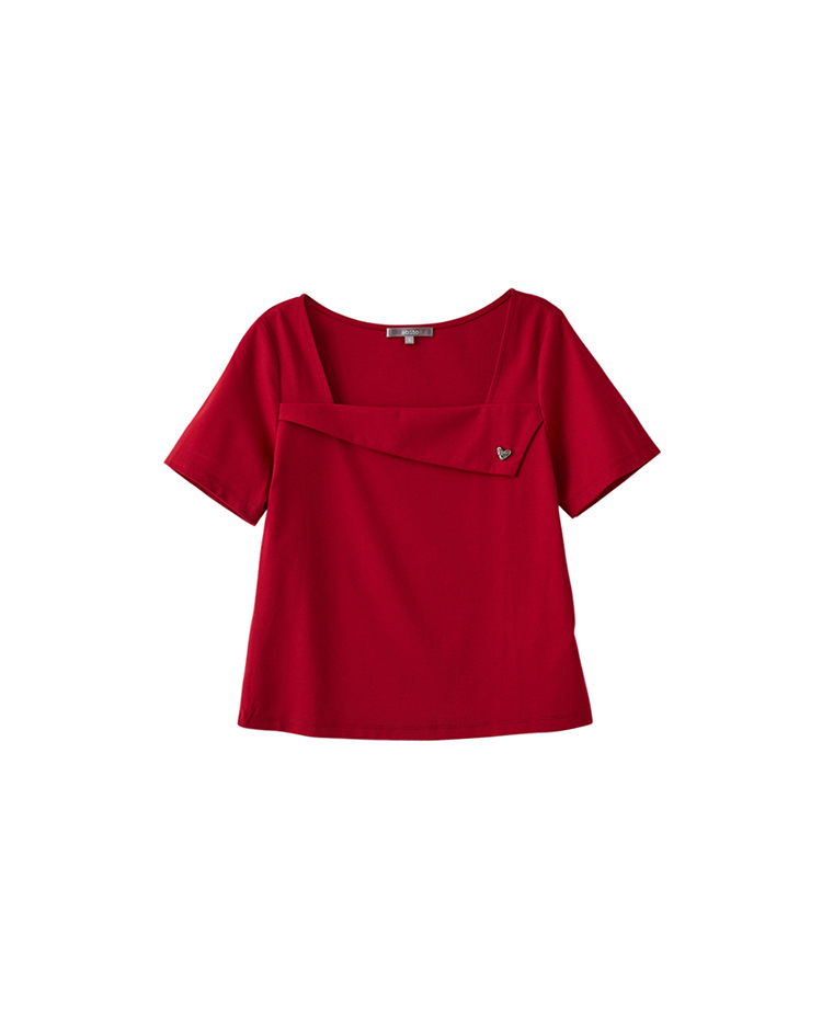 abito優雅方領愛心墜飾上衣