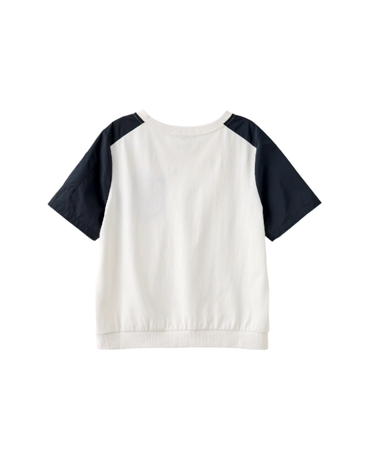 abito個性材質拼接短袖上衣