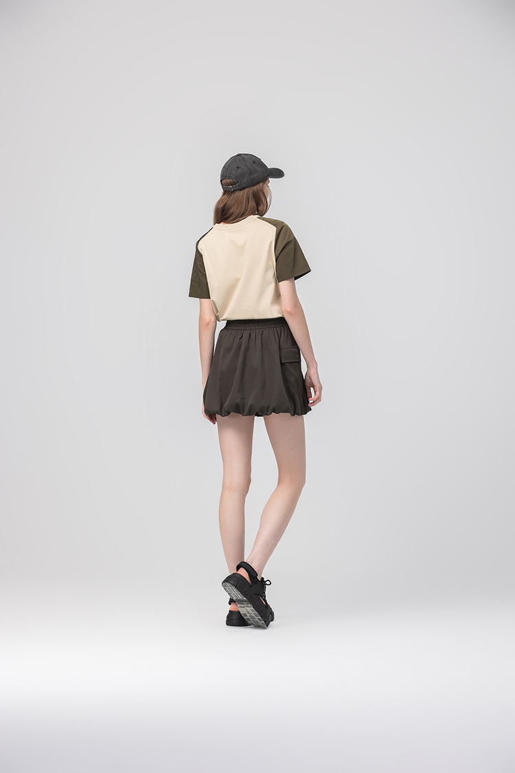 abito個性材質拼接短袖上衣