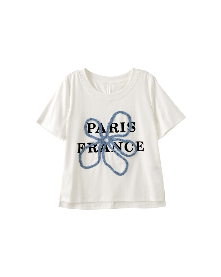 abito可愛植絨刺繡花上衣