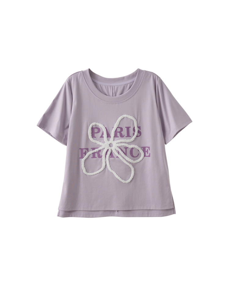 abito可愛植絨刺繡花上衣