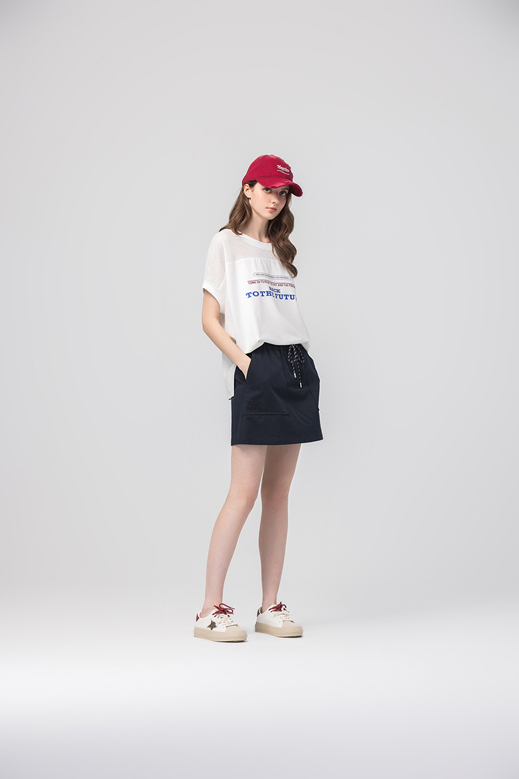 abito休閒寬鬆網布拼接上衣