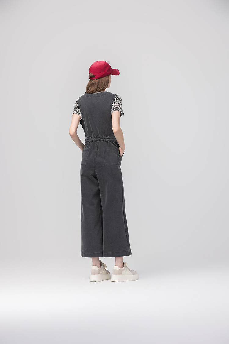 abitoV領排釦工裝牛仔連身褲