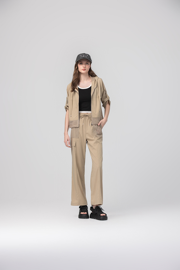 abito街頭抽繩網布連帽外套