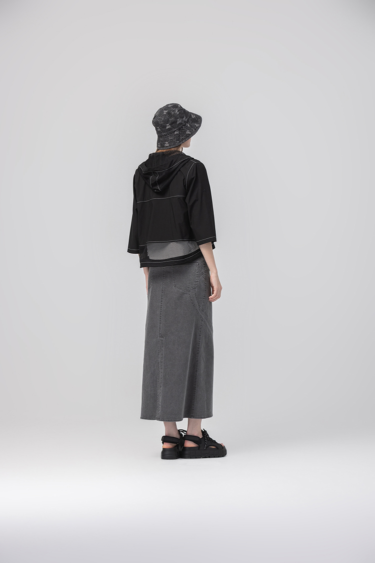 abito街頭抽繩網布連帽外套