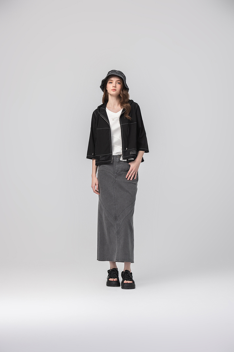 abito街頭抽繩網布連帽外套